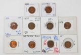 10 Indian Head Pennies; various dates