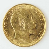 1908 Gold Great Britain Half Sovereign; King Edward VII Coin