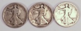 3 1917 P/D/S Walking Liberty Half Dollars