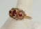 10k Ring w/ Garnet Colored Stones, Sz. 7.5,  4.6 Grams