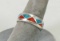 Southwest Sterling Silver Ring w/ Inlaid Coral & Turquoise, Sz. 10