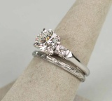 Ladies Wedding Set, 1.70 Carat Diamond Ring, Sz. 7.25, 6.8 Grams