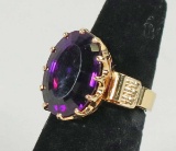 Ladies 13.75 Carat Amethyst Ring, 14k Setting, Sz. 7.5, 11.7 Grams