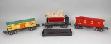 Lionel Coal Unloading Bin, 2682 Caboose, 2679 Baby Ruth Car, 3639 Dump Car