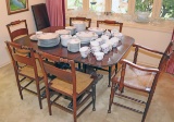 Mahogany Finished  Dining Table w/ 6 Chairs & 5 Leaves