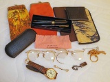 Wire Rim Glasses, Pen Set, Glass Cases, Tie Pin & More