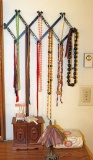 Costume Jewelry Necklaces, Porcelain Jewelry Box, Lamp, Etc.