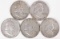 5 Franklin Half Dollars; 1954D,1957D,1960D,1962D,1963D