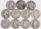 11 Washington Silver Quarters; 1934,1935,1939,1940,4-1942,3-1943
