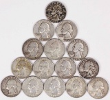 15 Washington Silver Quarters; 2-1957,1959,3-1960,3-1961,2-1962 +