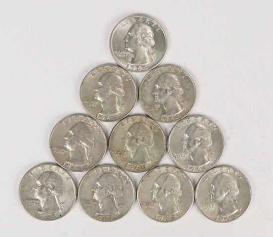 10 - 1964 Washington Silver Quarters