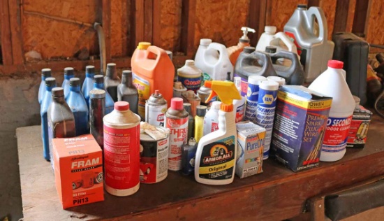 Assortment of Motor Oils,  Automotive, Fluids & Cleaners