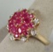 14k Gold Ladies Ruby Cocktail Ring, Sz. 9.25, 5.1 Grams