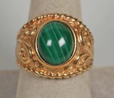 Silver GP Ring w/ Green Stone, Sz. 8