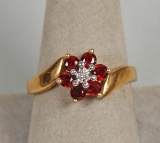 Silver GP Ring w/ Ruby Colored Stones, Sz. 9
