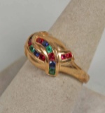 Silver GP Ring w/ Multi - Colored Stones, Sz. 8.25