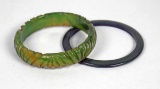 Green Bakelite Bangle Bracelets