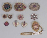 Vintage Costume Jewelry: Brooches, Earrings, Greek Pendant