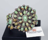 Southwest Silver  & Turquoise Stone Cuff - Chaco Canyon