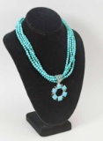 Southwest Style Necklace w/ Turquoise Stone Sterling Pendant