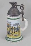 German Regimental Beer Stein w/ Lithophane, Ca. 1901