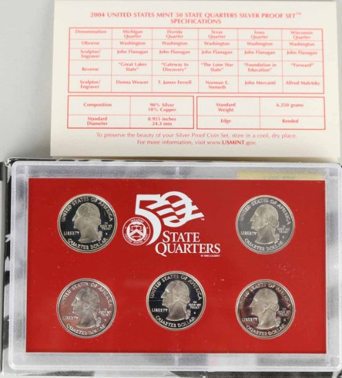 2004 US Mint 50 State Quarter Silver Proof Set