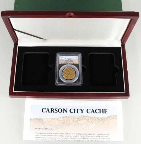 1980 $50 Canada Gold Maple Leaf Coin 1-oz, PCGS MS67, Carson City Cache