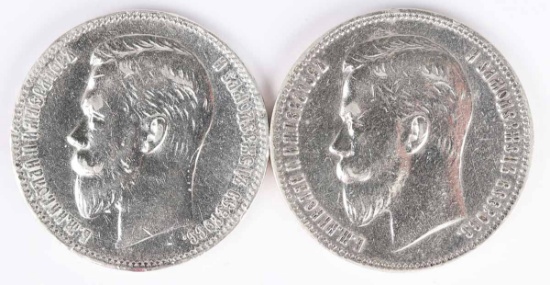 1901 & 1902 Silver Russia 1 Roubles