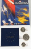 1776 US Bicentennial Silver Proof 3pc Set + 50 State Quarters & Euro Coin Collection