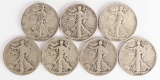 7 Walking Liberty Silver Half Dollars