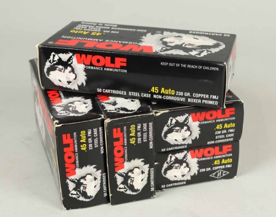 Wolf .45 Auto, 230 Gr. FMJ Ammo, 250 Rds.