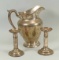 Sterling Silver Pitcher & Candlesticks, 867 Grams