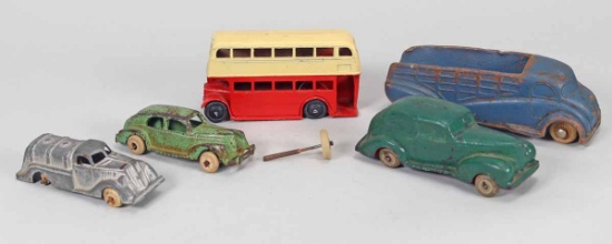 Old Toy Car, Trucks, Bus: Sun Rubber, Dinky, Hubley, Tootsie