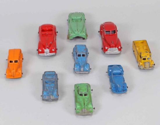 Vintage Set of 9 Tootsie Toy Die Cast Metal Cars