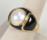 14k Gold Pearl Ring, Sz. 8