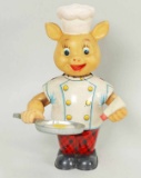 Tin Litho Wind Up Pig Cook/Chef, Japan, Ca. 1950's