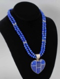 Lapis Colored Necklace w/ Heart Pendant - Desert Rose Trading