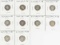 10 Barber Silver Dimes; 1907,1913,1914,1914-D1914-S,1915-S,1916,1916-S & 2 w/faded dates