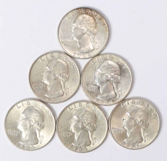 6 Washington Silver Quarters