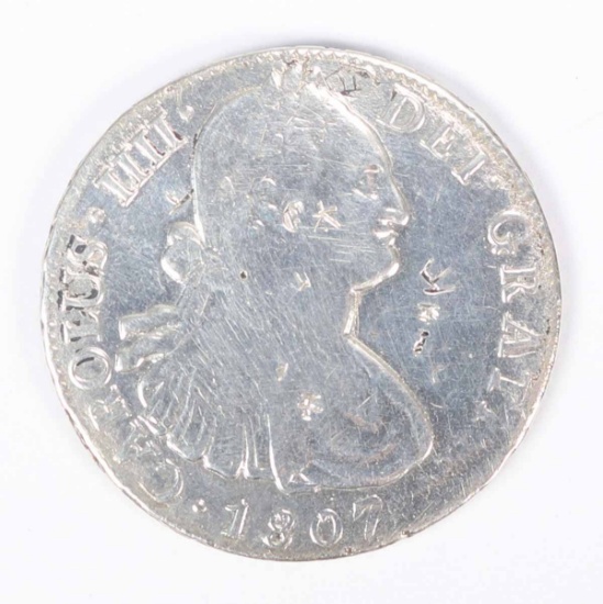 1807 Carolus IIII Dei Gratia 8 Reales Silver Coin