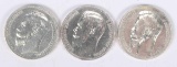 1899, 1901 & 1902 Russian Empire 1 Rouble Silver Coins, Nicholas II