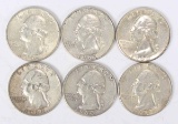 6 Washington Silver Quarters