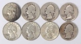 8 Washington Silver Quarters