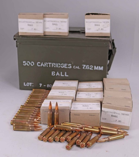 Vintage 7.62 Ball Ammo, 300 Rds. w/ Tin