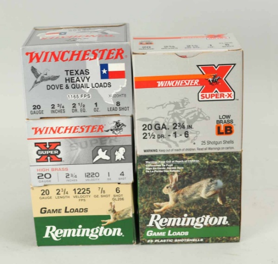 Assorted 20 Ga. Shotshells: Remington, Winchester; 125 Rds.