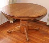 Round Oak Finished Table w/ Claw Feet