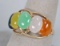 14k Ring w/ Multi-Colored Stones, Sz. 8,