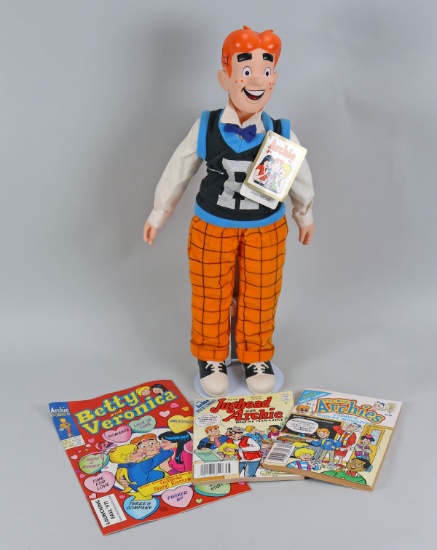 Vintage 1987 Archie Doll Comics Figure + 3 Comic Books
