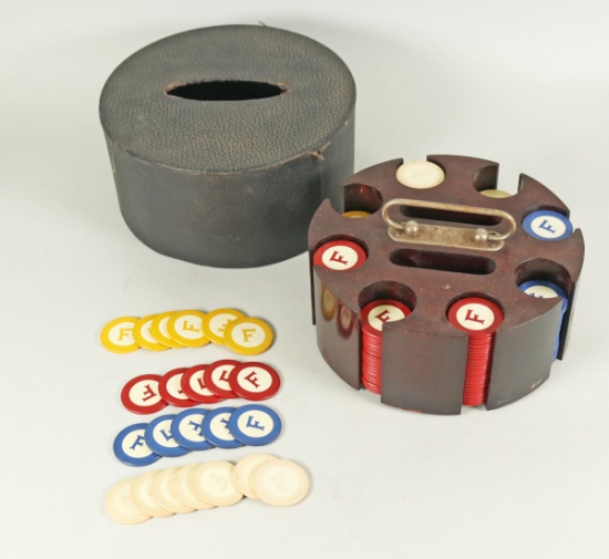 Poker Chip Caddy, "F" Chips w/ Cover