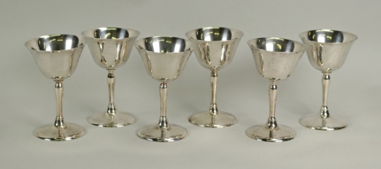 6 Sterling Silver Wine Glasses, 386.5 Grams
